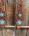 Light Oil Buckaroo Roper Turquoise and AB One Ear & Breastcollar Tack Set 