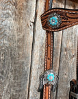 Light Oil Buckaroo Roper Turquoise and AB One Ear & Breastcollar Tack Set 