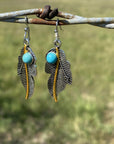 Turquoise Leaves Dangle Silver Fashion Earrings WA185