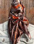 35X35" Orange and Tan Paisley Wild Rag / Scarf WR2142