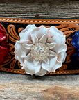 Light Oil Floral Bronc Noseband With Patriotic Flowers