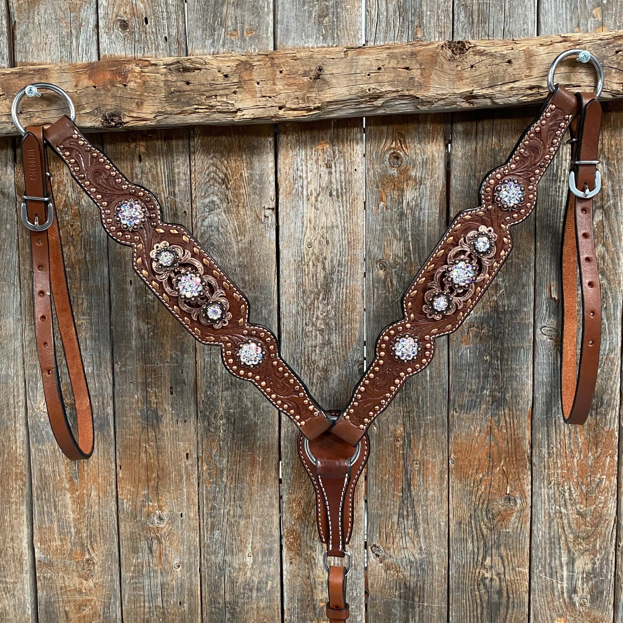 Copper Dot and Buckstitch Fancy AB Browband Tack Set 