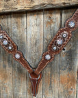 Copper Dot and Buckstitch Fancy AB Browband Tack Set 