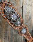 Silver Dot and Buckstitch Fancy AB Browband Tack Set 