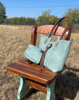 Teal Western Purse/Handbag with Small Clutch 