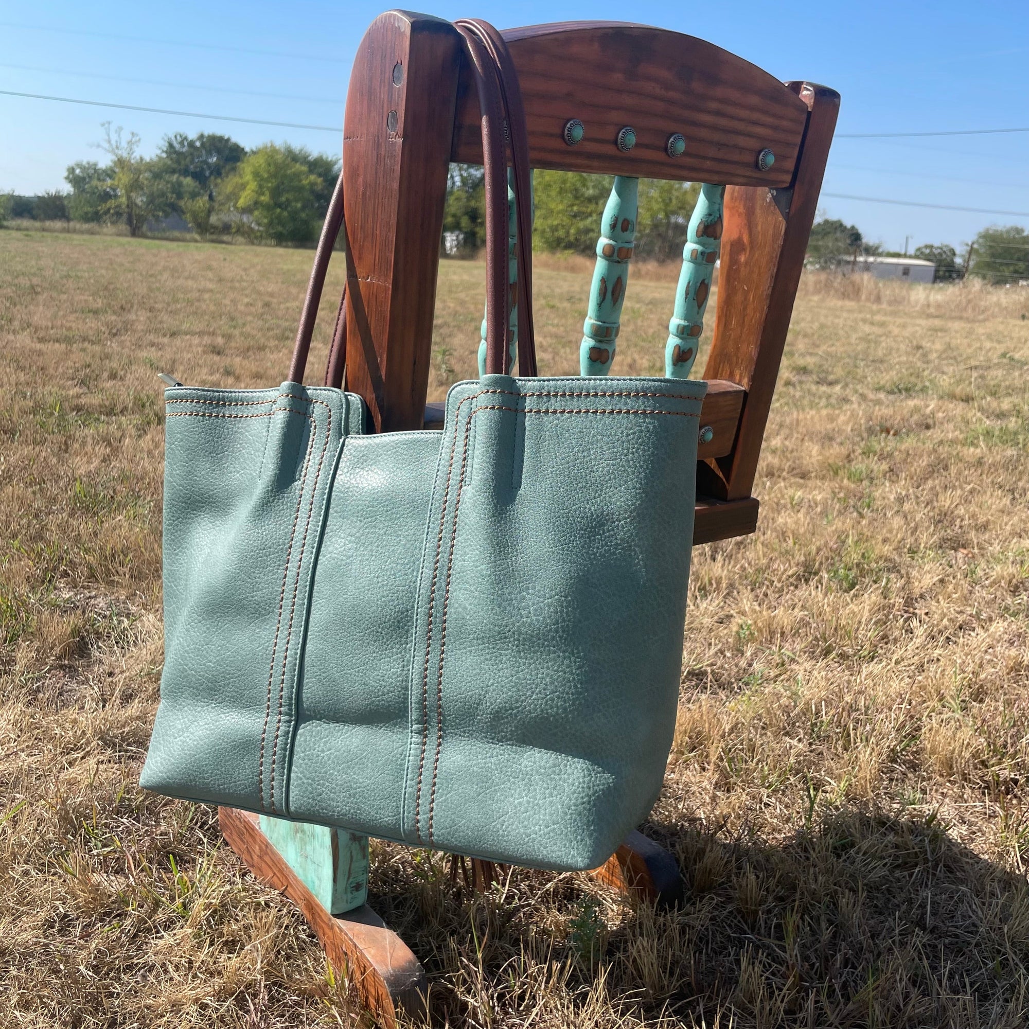 Teal Western Purse/Handbag with Small Clutch 