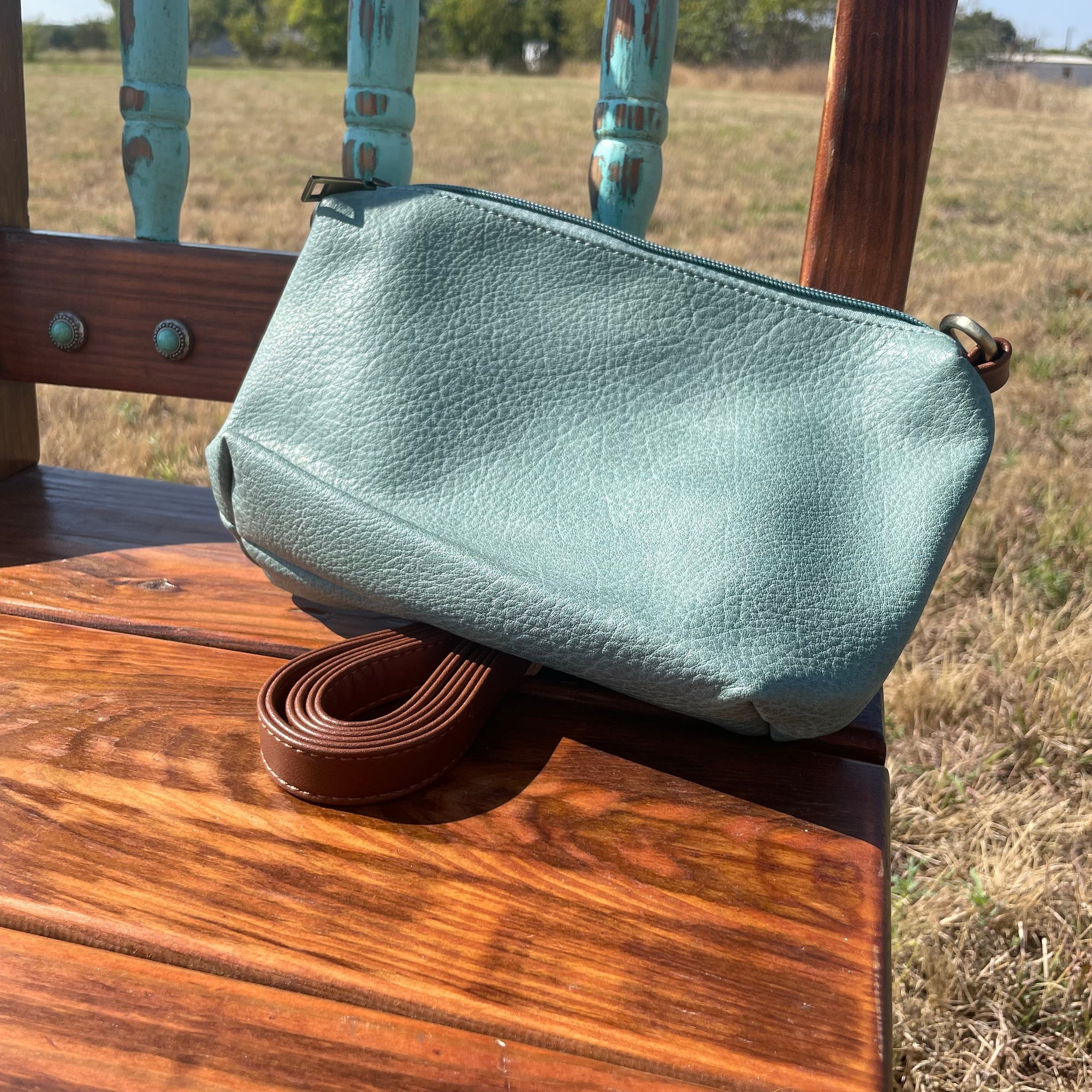 Teal Western Purse/Handbag with Small Clutch 