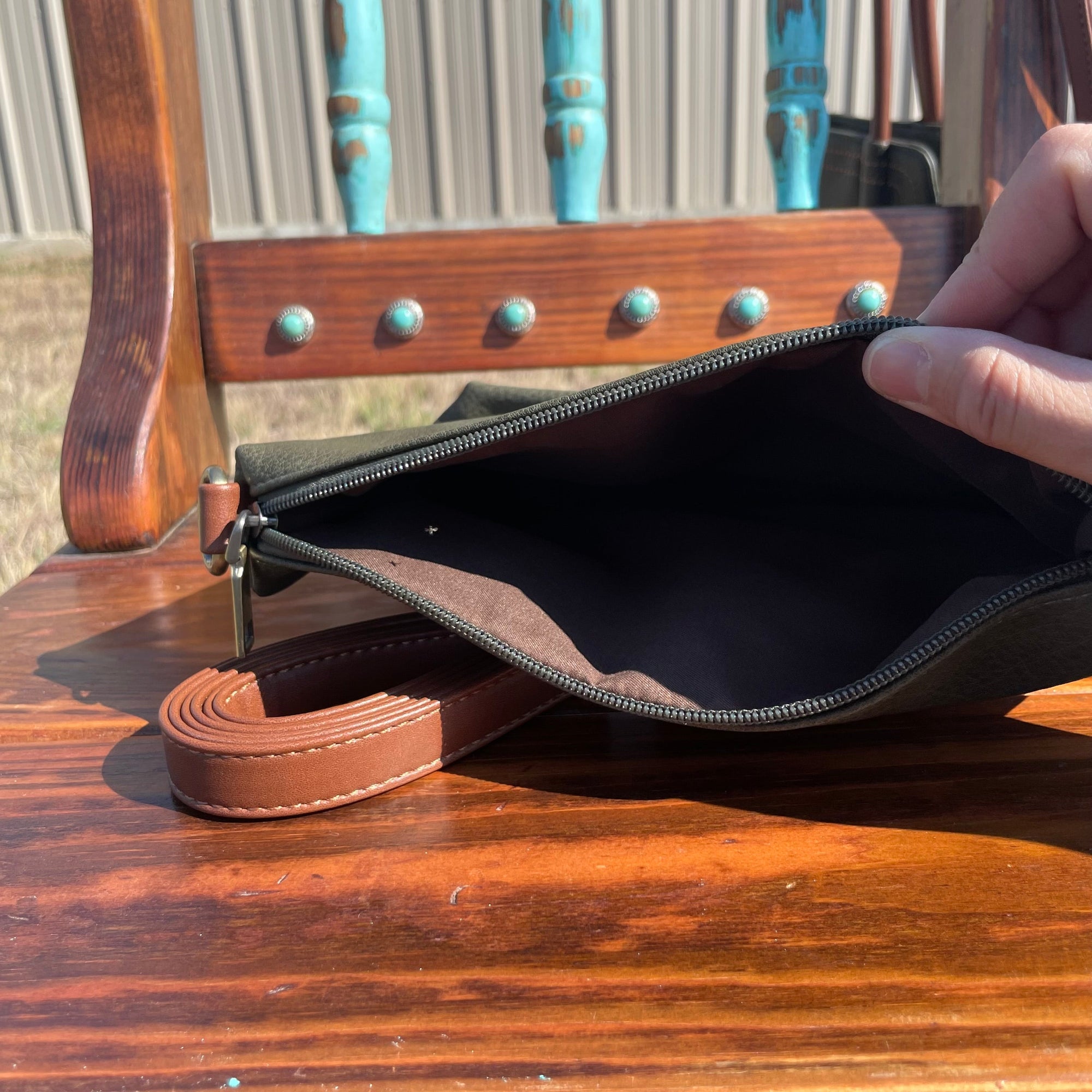 Green Western Purse/Handbag with Small Clutch 