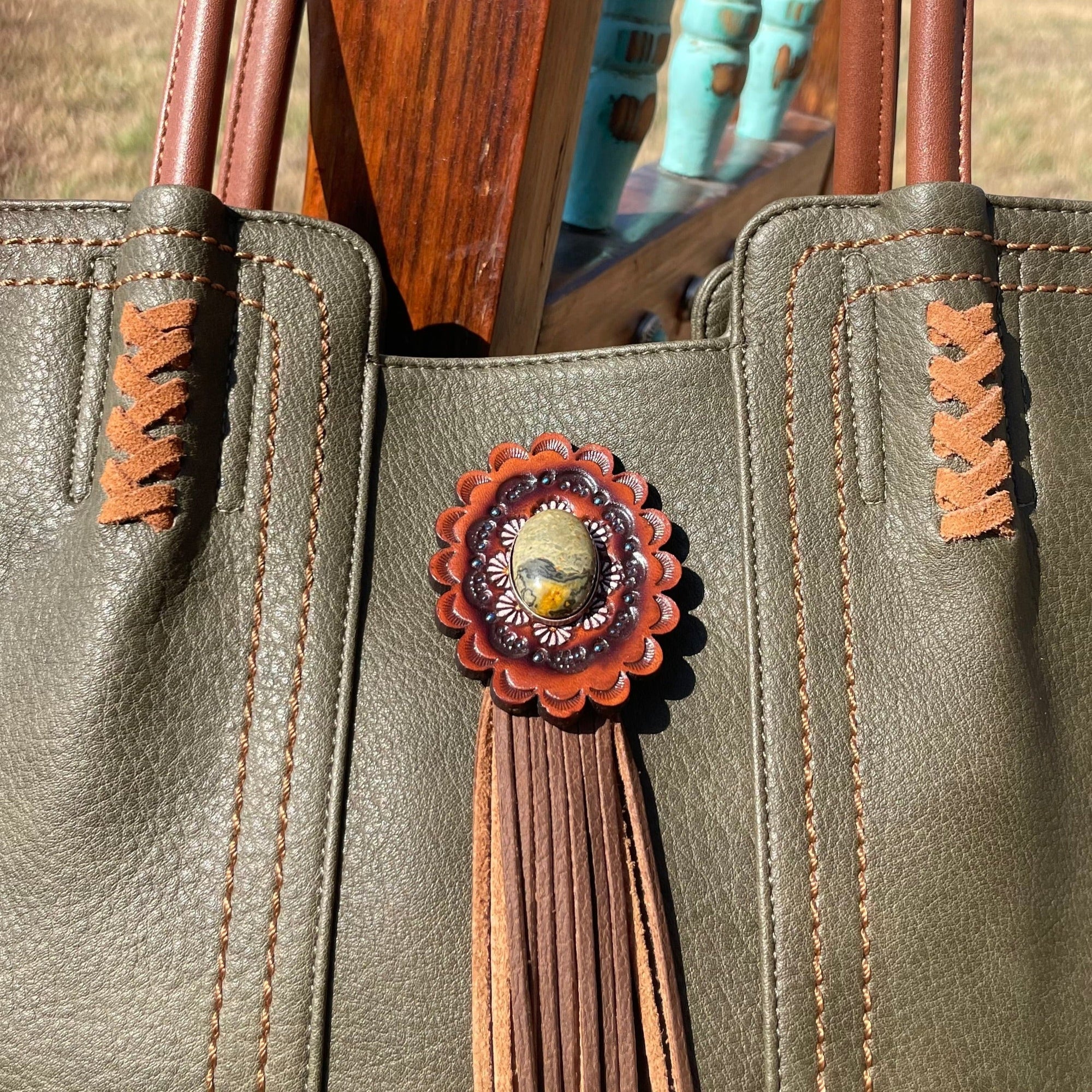 Green Western Purse/Handbag with Small Clutch 
