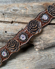 DC30 Copper Rose Dog Collar With Clear European Crystals