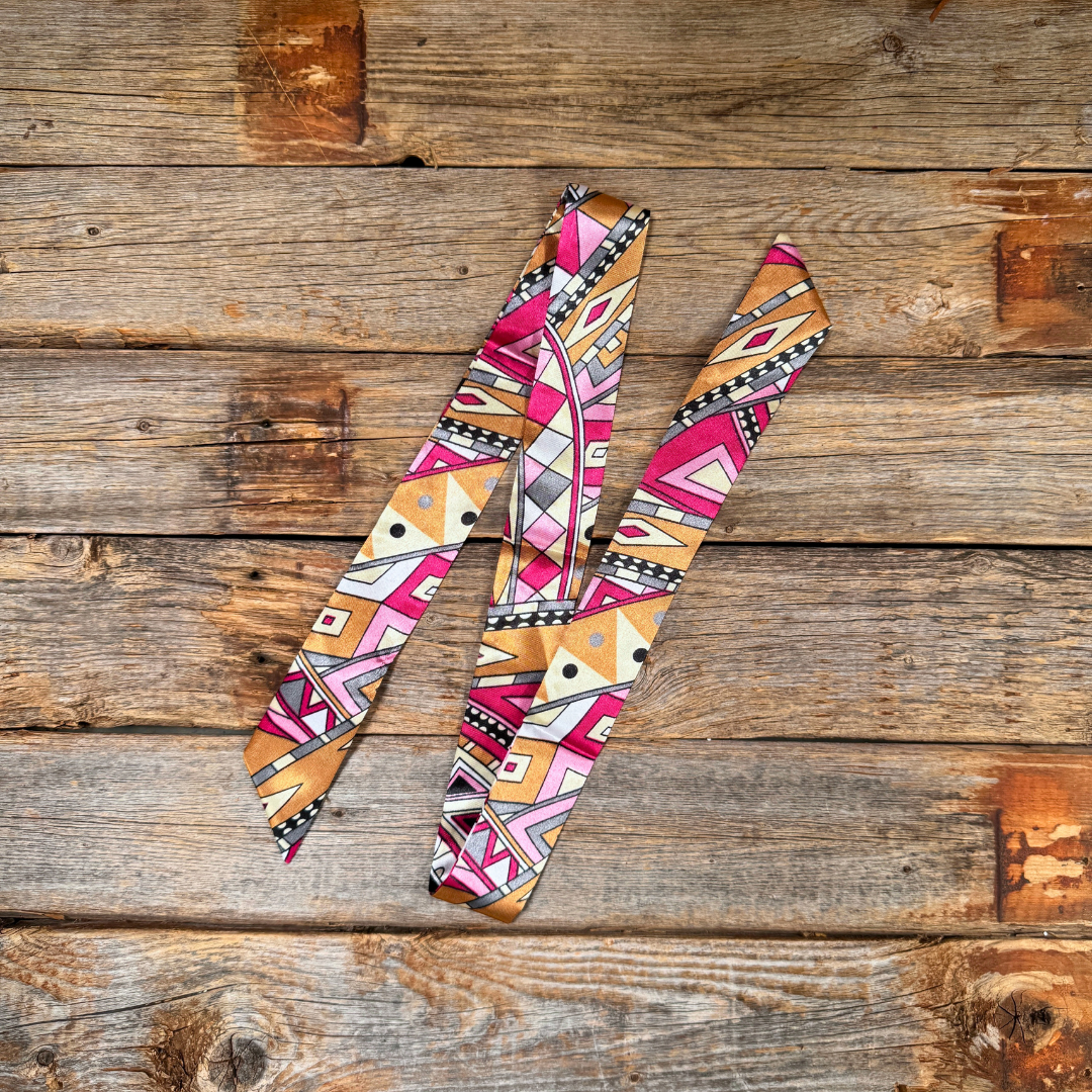 Pink and Brown Western Skinny Mini Wild Rag Scarf / Cowgirl Necktie 
