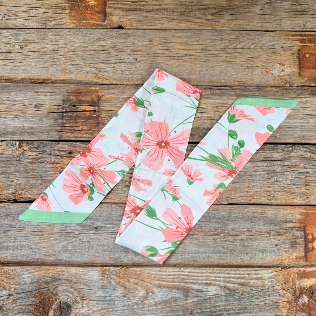 Pink and Green Western Skinny Mini Wild Rag Scarf / Cowgirl Necktie 