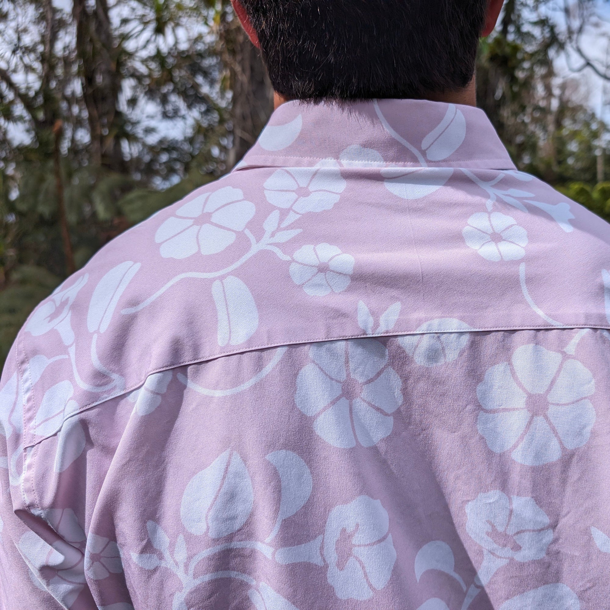 Tropical Pattern Short Sleeve Shirt Pink With Breathable Quick Dry Travel Fabric