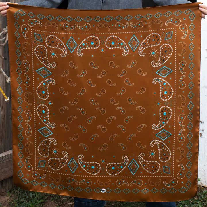 Pretty Paisley Long Scarf - Rust