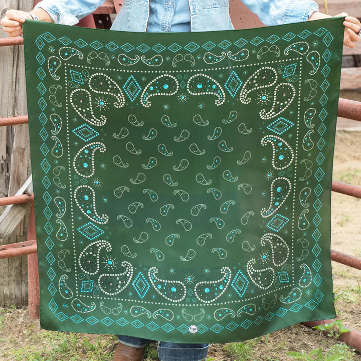 Pretty Paisley Long Scarf - Hunter Green