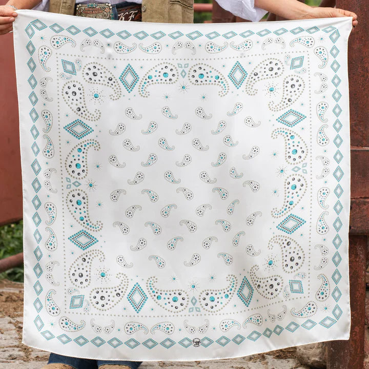 Pretty Paisley Long Scarf - White