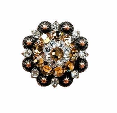 Champagne &amp; Clear Copper 1.5" European Crystal Concho