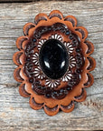 Lapis Cabochon Stone - Leather Rosette Options -