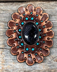 Lapis Cabochon Stone - Leather Rosette Options -