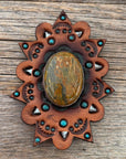 Leather Rosette Starburst - Sage Cabochon Western Concho R110CABSG