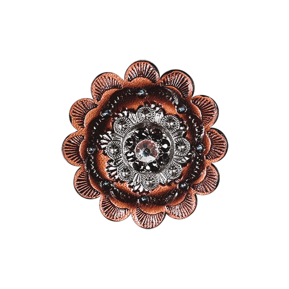 Amethyst &amp; AB Antique Silver 1" European Crystal Concho and Leather Rosette