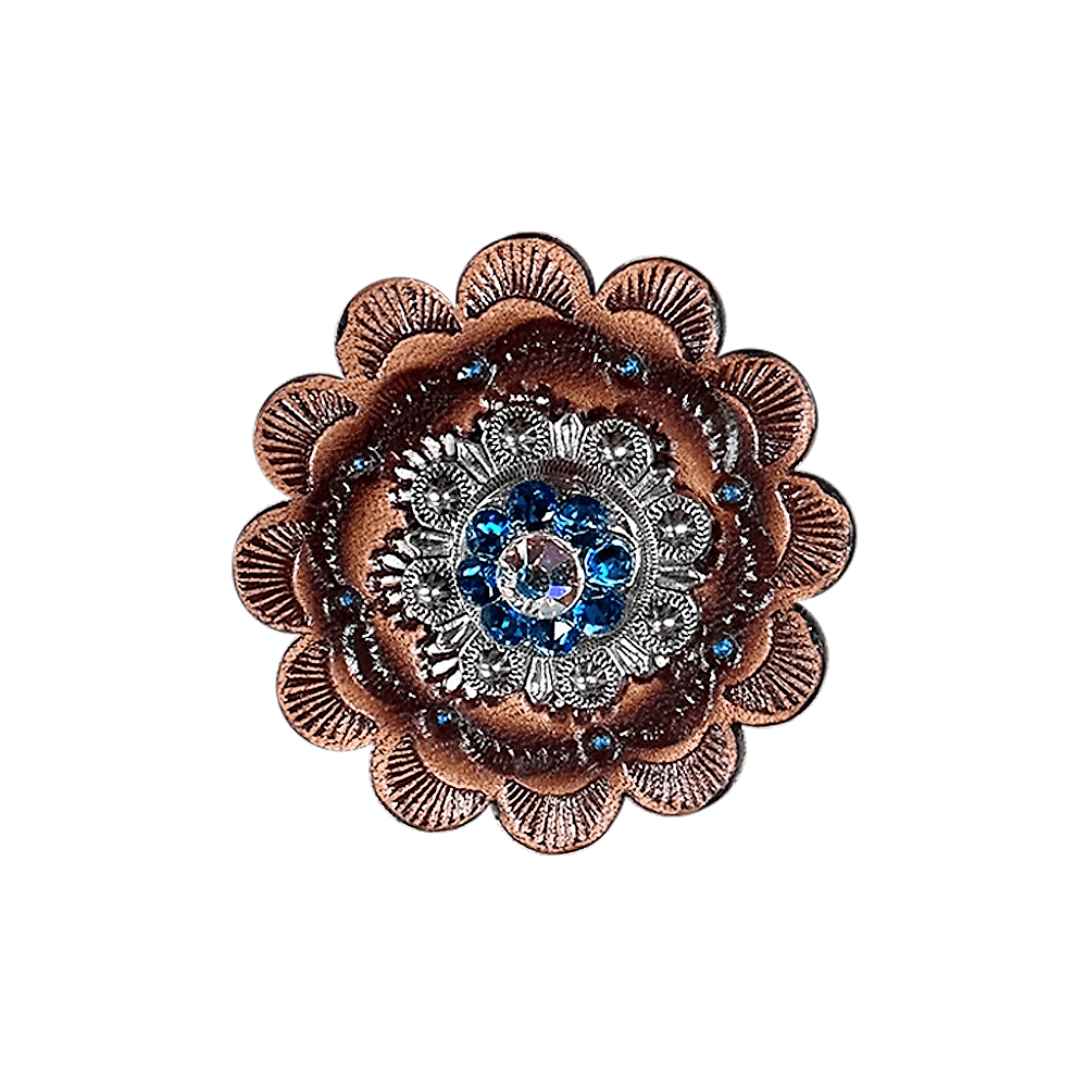 Capri &amp; AB Antique Silver 1" European Crystal Concho and Leather Rosette