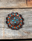 Copper Turquoise & Clear Crystal Western Concho W138