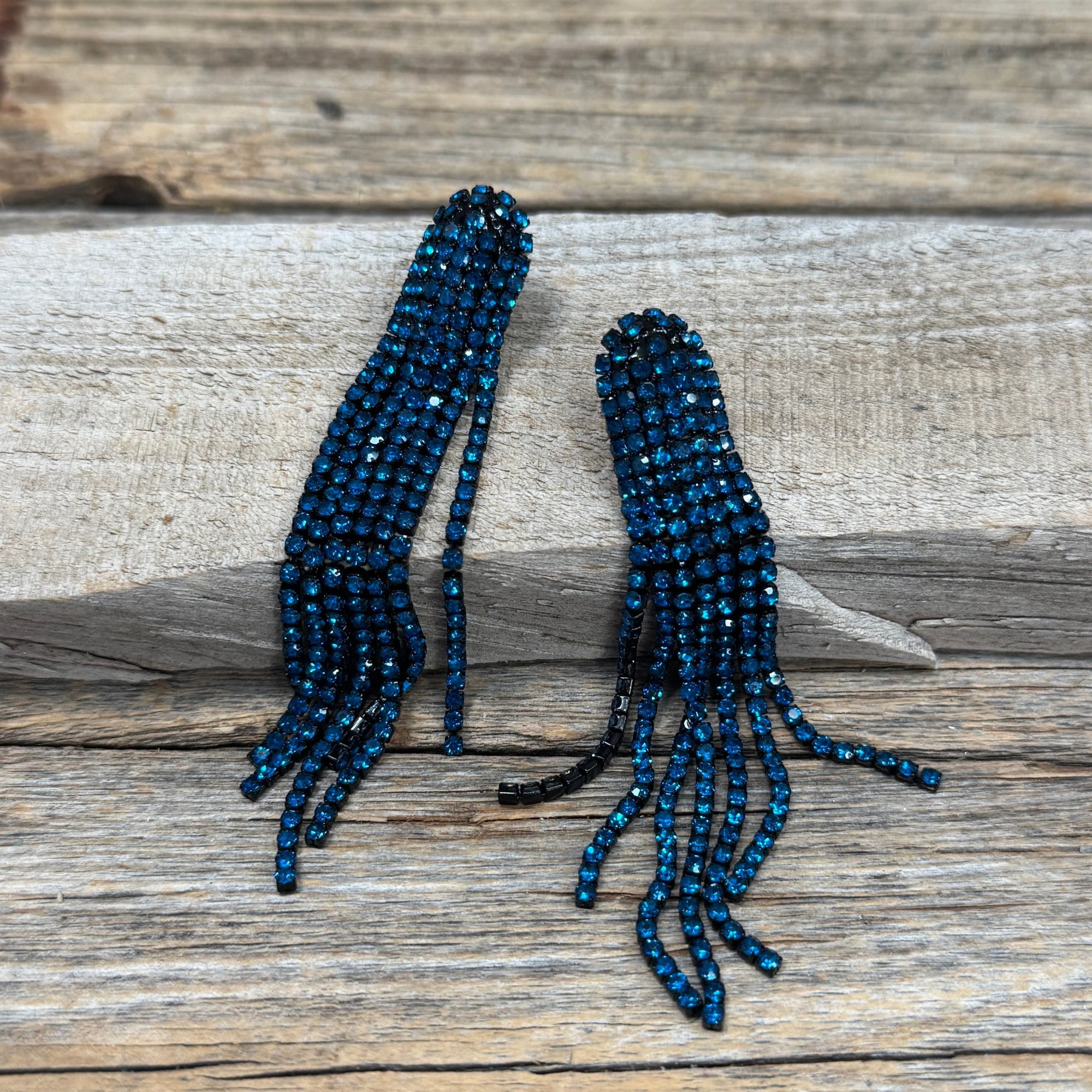 Blue Western Boho Rhinestone Dangle Fashion Earrings