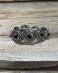 Rustic Silver Concho Style Fashion Bracelets  -  Black