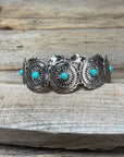 Rustic Silver Concho Style Fashion Bracelets  -  Turquoise