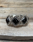 Western Silver Chunky Rodeo Fashion Bracelets - Black