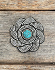 Black Flower Rhinestone Rosette - Assorted Conchos