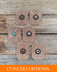 Copper Rectangle Rhinestone Rosette - Assorted Conchos