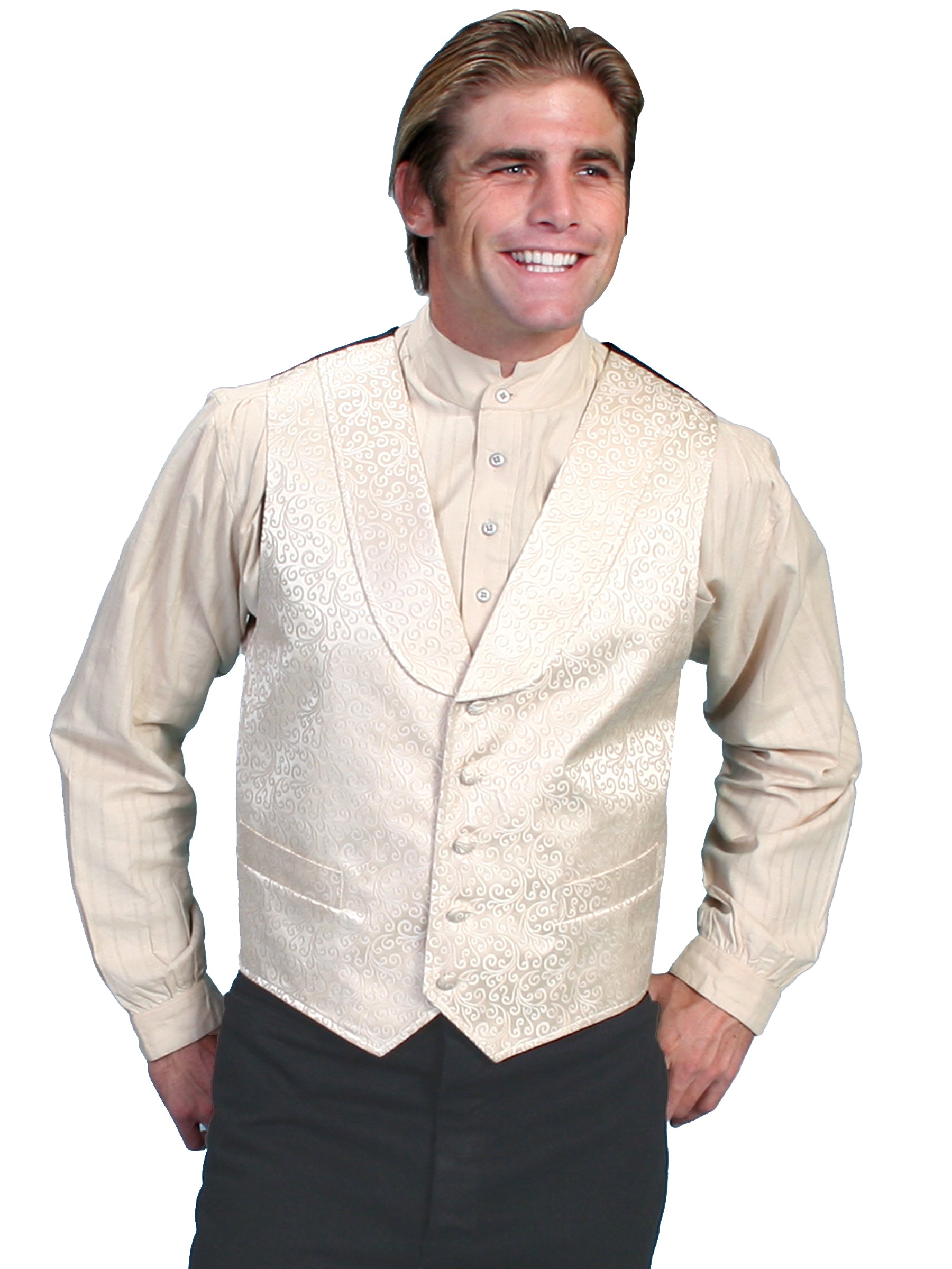Shawl Collar Scroll Vest (Plus)