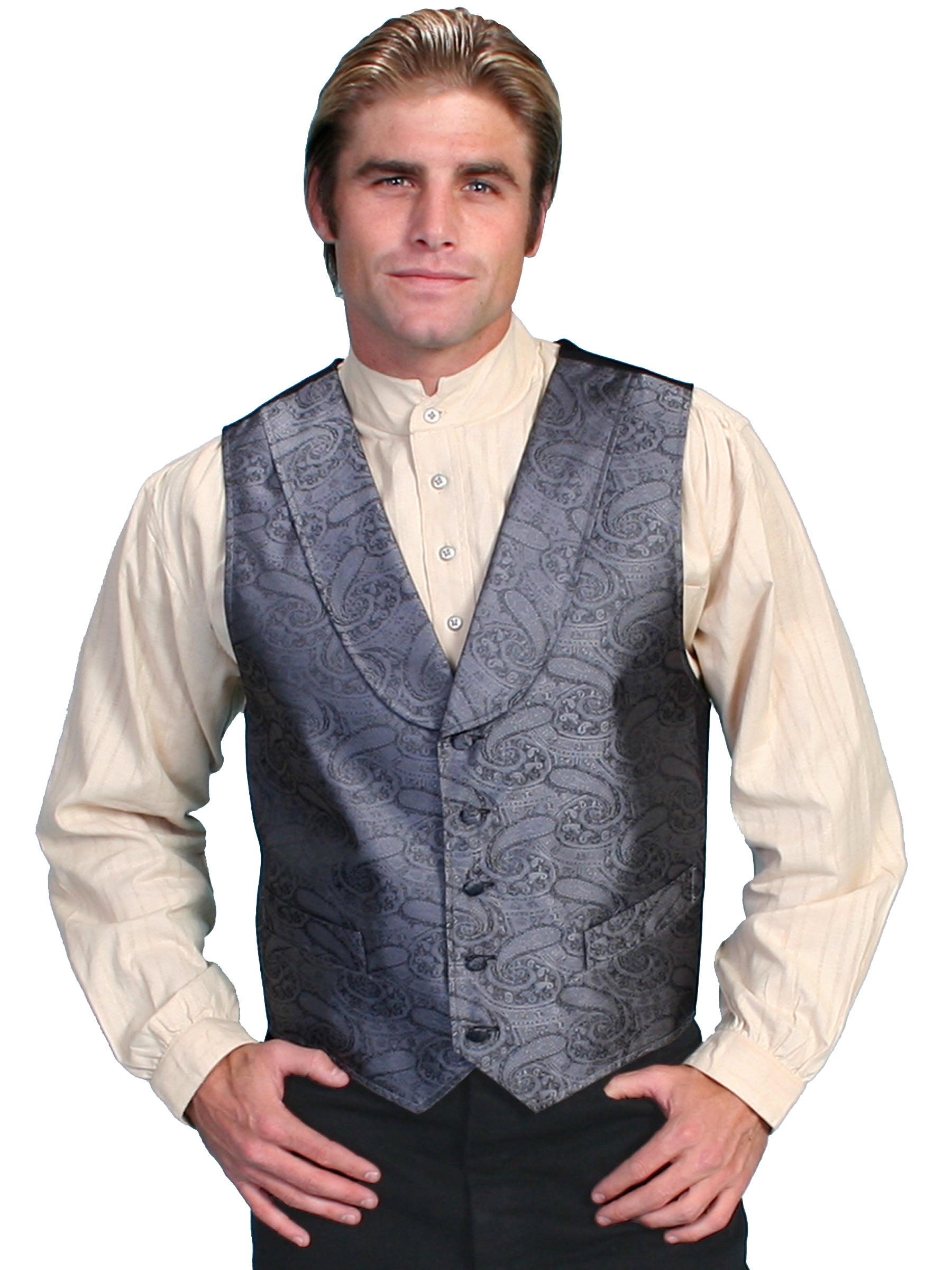 Round Collar Paisley Vest (Plus)
