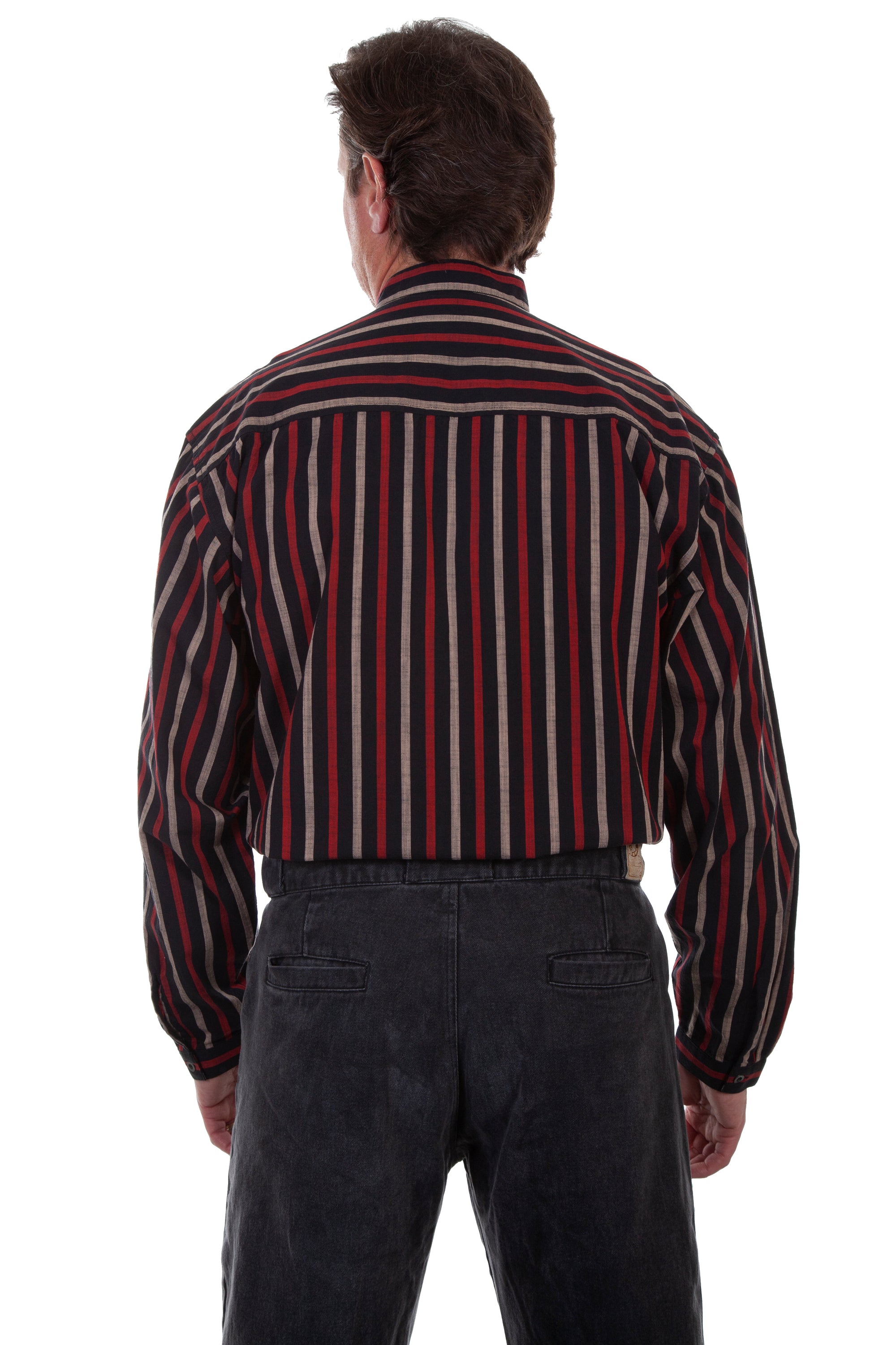 Stripe Button Front With Band Collar (Plus)