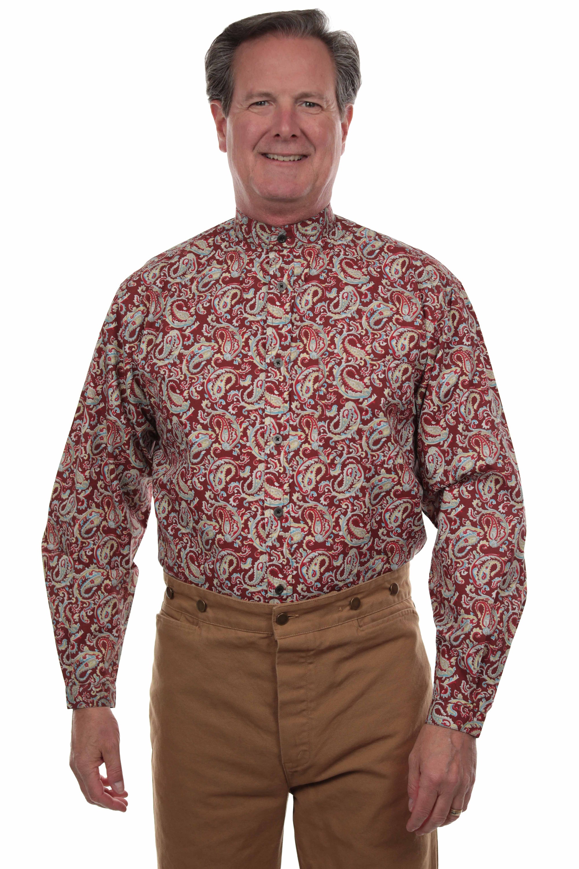 Paisley Print Band Collar Shirt - RW368