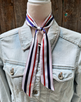 Red, White and Blue Stripes Western Skinny Mini Wild Rag Scarf / Cowgirl Necktie 