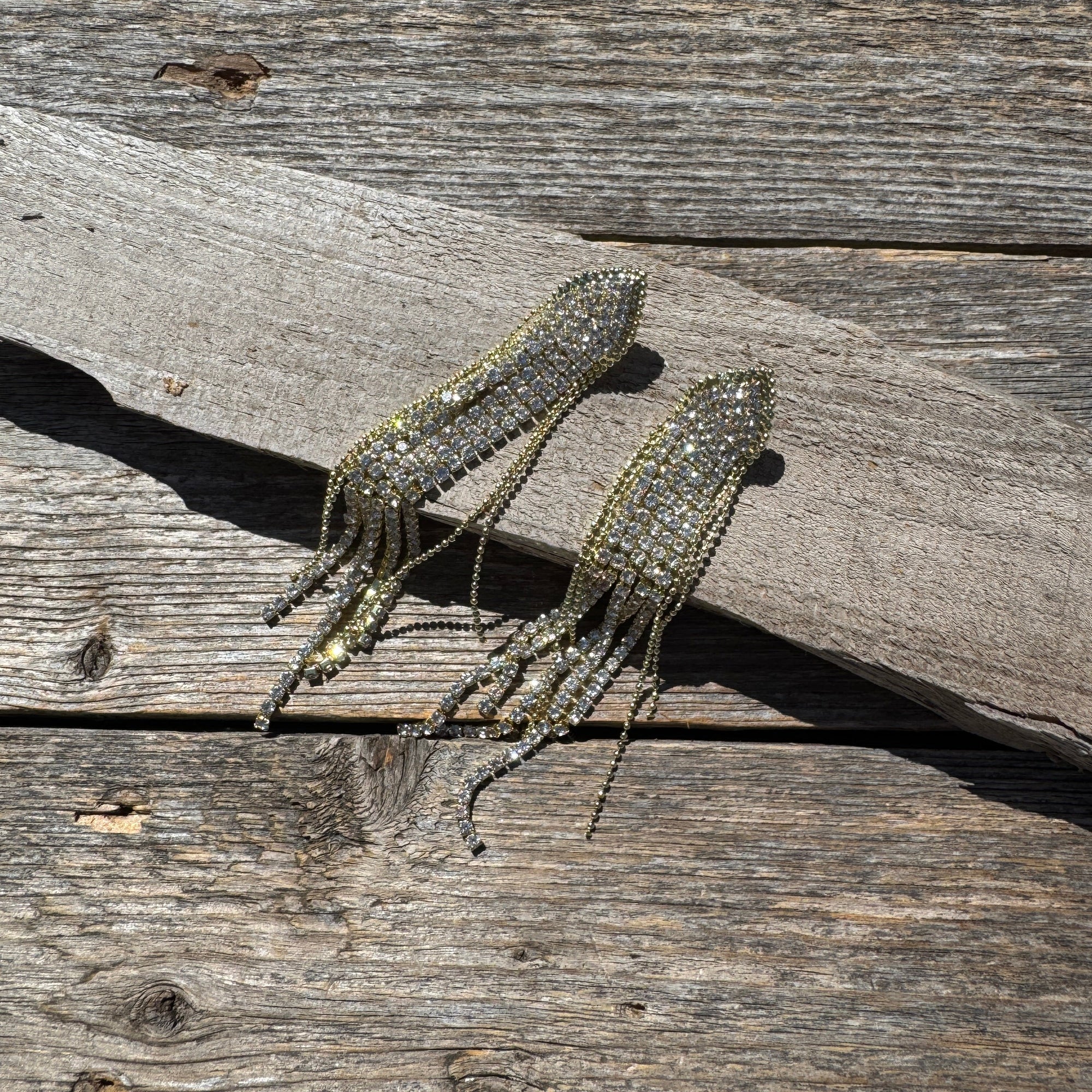 Gold Western Rhinestone Dangle Fashion Earrings