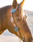 Rust Triangle Turquoise Flower One Ear/ Breastcollar Tack Set 