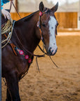 Leaf Scalloped Two Tone Pink Daisy One Ear Headstall / Bridle & Breastcollar Set 