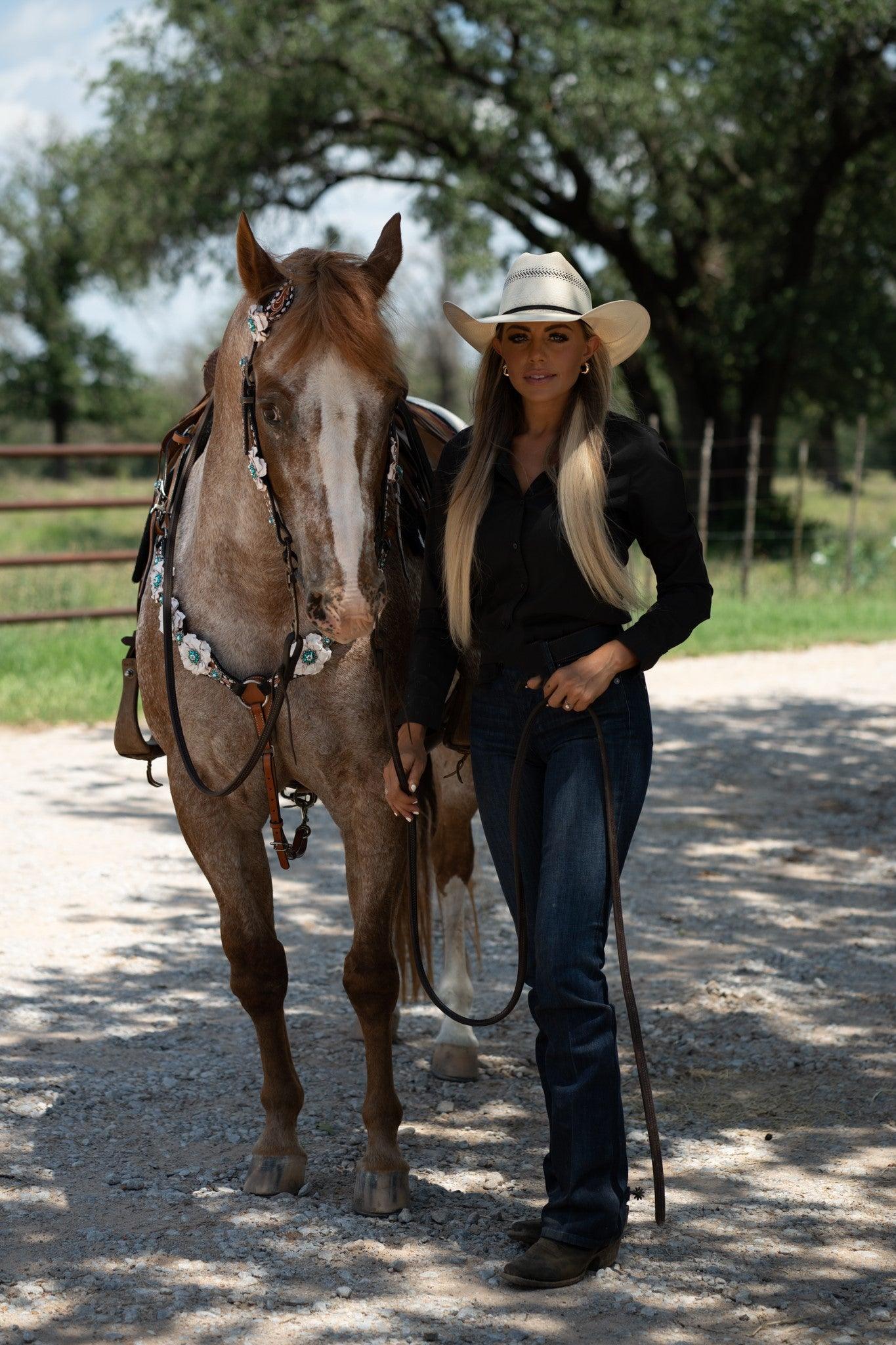 Classic Teal &amp; White One Ear / Breastcollar Tack Set 