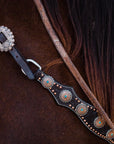 Dark Oil Floral Copper Dot & Turquoise Browband Headstall / Breastcollar Tack Set 