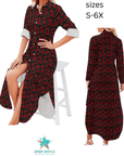 Baha Ranch Colores de Mexico Romantic Roses Button-Up Long Sleeve Shirt Dress