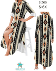 Baha Ranch Colores de Mexico Southwestern Aztec Button-Up Long Sleeve Shirt Dress