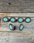 Copper & Antique Silver Turquoise Flower Western Concho W122