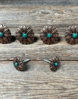 Copper Daisy Turquoise Western Concho W132