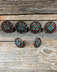 Copper Turquoise & Clear Crystal Western Concho W138
