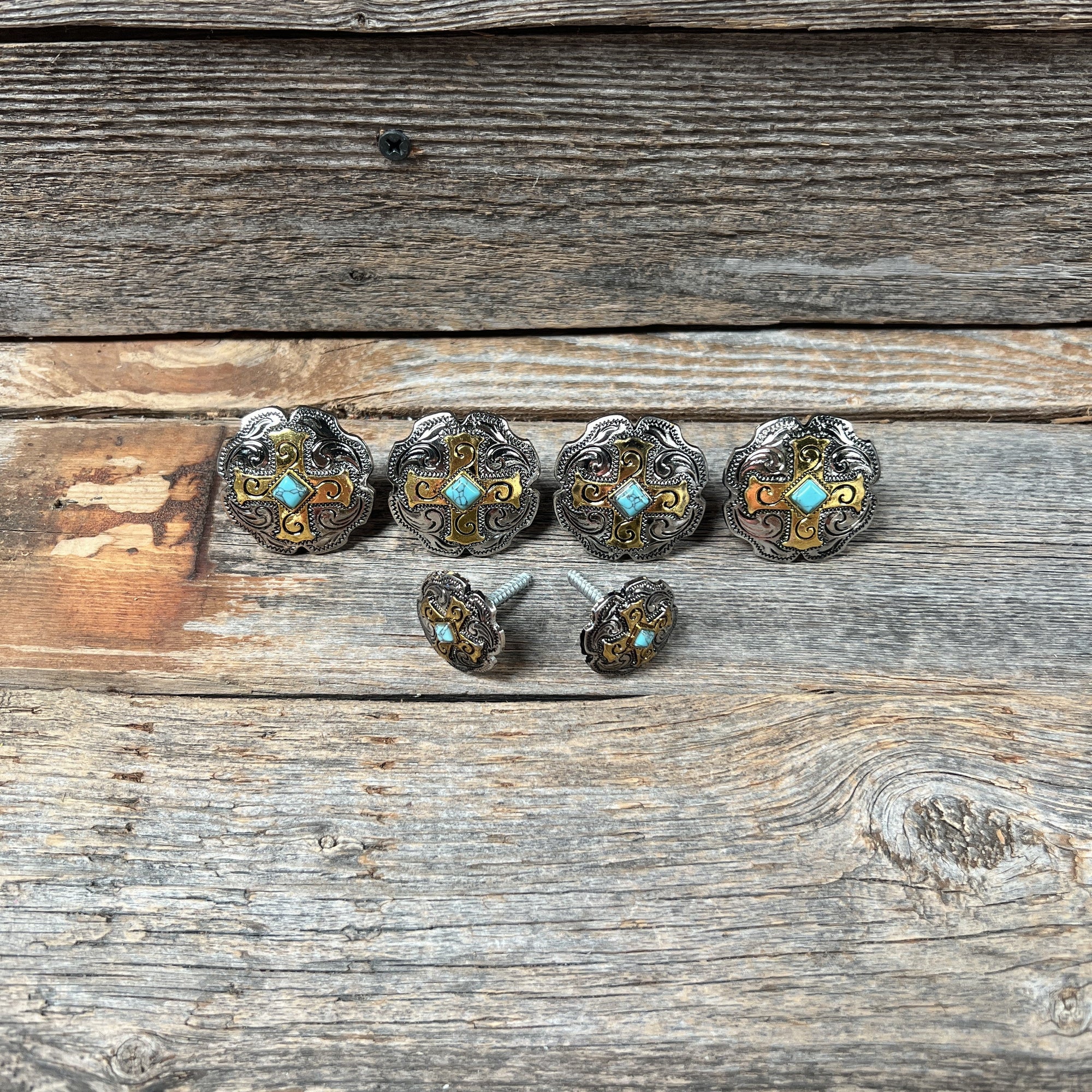 Antique Silver &amp; Gold Western Concho W189
