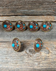 Copper Turquoise Blossom Western Concho W206